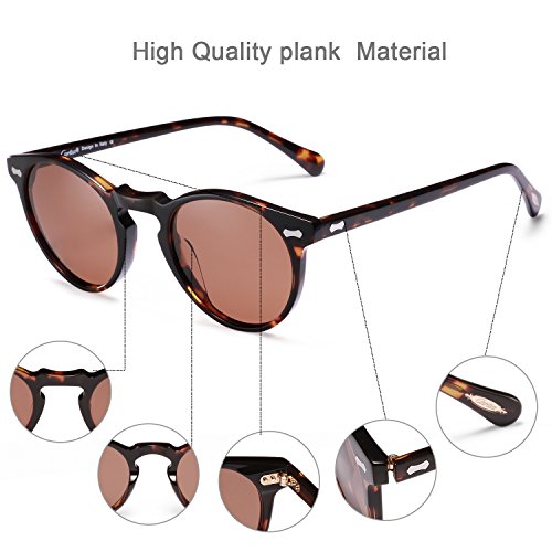 Vintage Round Sunglasses - Carfia Retro Polarized Sunglasses for Women Men, 100% UV400 Protection