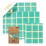 JUNMAO Reusable Beeswax Food Wraps,Eco Friendly&Sustainable Plastic Free Food Storage,Handmade,Healthy,Plastic Free and Washable,Assorted 3 Packs- 1 Large,1 Medium,1 Small
