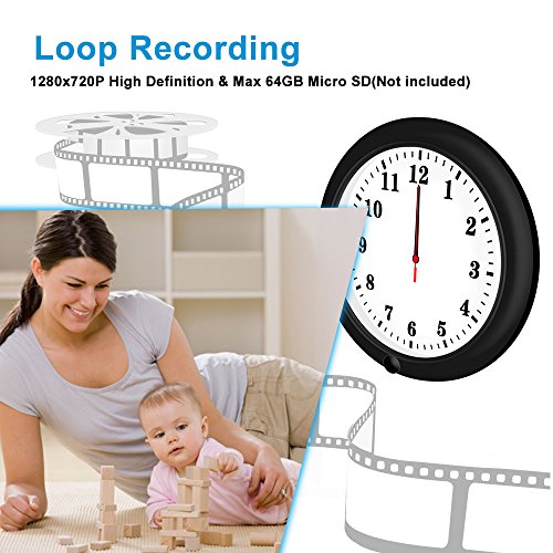 SDETER Hidden Camera, 1080P WiFi Spy Wall Clock Camera Rechargeable