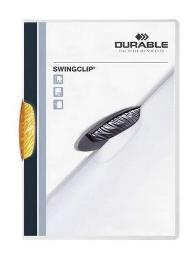 Durable SwingClip Crystal Folder Polypropylene Capacity 30 Sheets A4 - Orange Ref 2260/09 (Pack of 25)
