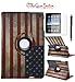 TCD - Apple iPad 2nd 3rd 4th Generation American USA Flag Rotating Leather Kickstand Cover Case - Rustic Vintage Patriotic Theme