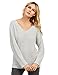 ROMWE Women's V-Neck Long Sleeve Basic Loose Knit Sweater Tops