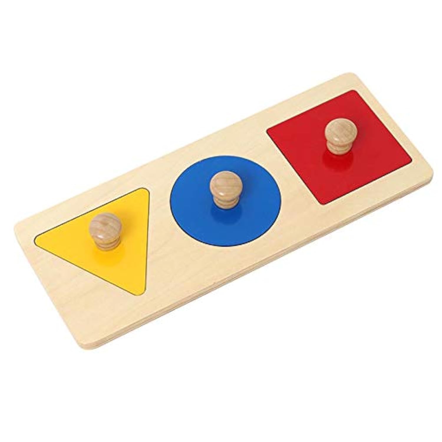 Photo 1 of Adena Montessori Colorful Multiple Shape Puzzles Toys for 6-12 Months 1 Year Old Toddler Babies First Shapes Geometric Jumbo Knob Wooden Puzzle Color Sorter (3 Pieces)