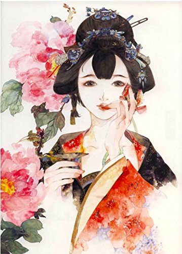 Paint by Numbers Kits Adults or Children, ABEUTY Paint by Numbers Antiquity Girl Peony Red 16x20 inches Number Painting Wall Art