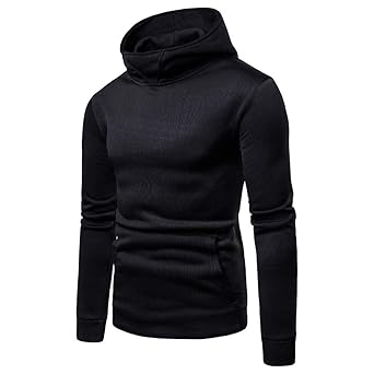 JYJM Herren Hooded Kapuzen Männer Einfarbig Langarm Pullover Herren Slim Sport Shirt Männer Warme Jacke Herren Känguru Pocket