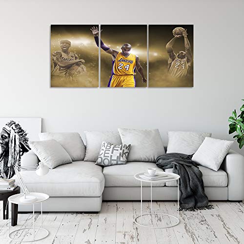 UNBRUVO 3 Panels Wall Art Kobe Bryant Posters Canvas Painting