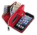 Hynice iPhone 5/5S/SE Wallet Case, iPhone 5/5S/SE Wallet Purse Case Leather Zipper Case with Credit Card Slots and Magnetic Detachable Slim Cover for iPhone 5/5S/SE (Litchi-red)