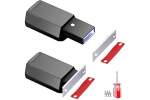 ATTHW Push to Open Door Latch Cabinet Hardware 2 Pack Heavy Duty Push Latch & Lock for Hidden Door Touch Latch and Catch Drawer Push Release Tip on Closet Close Strong Pop Out, Black