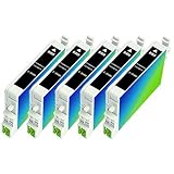 5-Pack Remanufactured Epson Printer Ink Cartridge – BLACK – T048120 T0481 T048 for Epson Stylus Photo R200 R220 R300 R300m R320 R340 RX500 RX600 RX620 RX640, Office Central