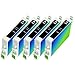 Abacus24-7 Remanufactured Ink Cartridges Replacement for Epson T0481 (5xBlack , 5-Pack)