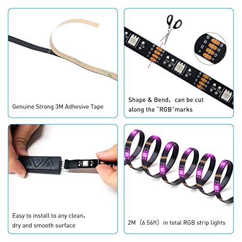 LED Strip Lights,L8star 2M/6.56ft 5050 RGB LED Light Strip Color Changing for 40 to 60in TV Lights Bias Lighting for TV Backlight with App Control, USB LED Light Strip for TV LED Backlight - Thumbnail 7