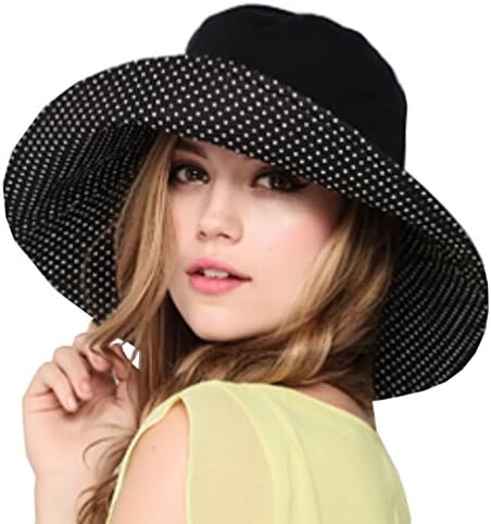Km Lady Summer Uv Protection Foldable Large Brim Wave Point Dual-purpose Sun Hat