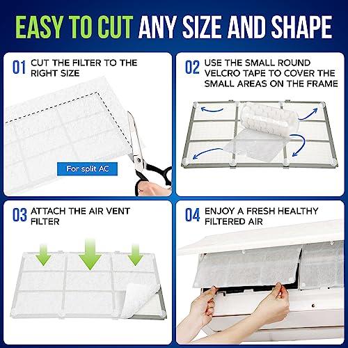 NEOBLOOM AC Filter Electrostatic Air Filter Sheet for Healthy Anti Allergy Anti Dust Airflow for Split AC & Central Air Conditioner Vent Air Filter for Clean Air Replacement 60X300CM + Adhesive Tape