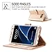 FYY Luxury PU Leather Wallet Case for Samsung Galaxy S7 Edge, [Kickstand Feature] Flip Phone Case Protective Cover with [Card Holder] [Wrist Strap] for Samsung Galaxy S7 Edge Gold