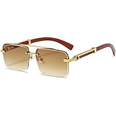 Gleyemor Mens Sunglasses Fashion Rimless Rectangle Sunglasses Square Frameless Sunglasses for Men