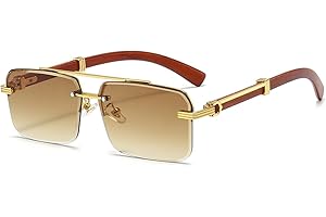 Gleyemor Mens Sunglasses Fashion Rimless Rectangle Sunglasses Square Frameless Sunglasses for Men