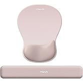 MOSISO Wrist Rest Support for Mouse Pad&Keyboard Set, Ergonomic Mousepad with Concave Curved Memory Foam, Non-Slip Base Pain Relief Comfortable Rectangular Easy Typing Pad for Home/Office, Apricot