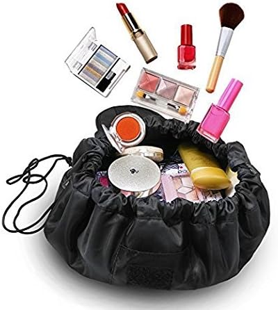 Fashion Large Capacity Portable Drawstring Storage Toiletry Kit Travel Cosmetic Bag/Bathroom Storage Bag/Simple Makeup bag (Black)