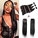 AMZTMY Brazilian Straight Hair 3 Bundles with Closure 100% Unprocessed Virgin Human Hair Bundles with 4×4 Lace Closure Remy Hair Weave Extensions Natural Color (16 18 20+14 Closure)