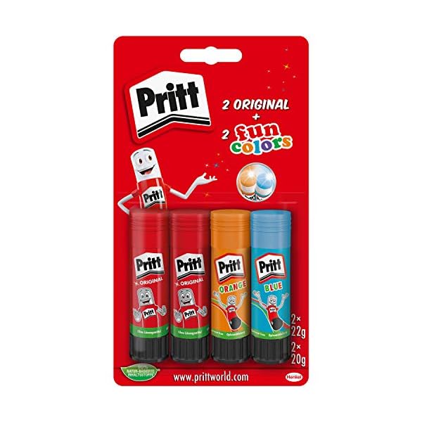 Pritt Klebestift, sicherer und kinderfreundlicher Kleber für Kunst und Bastelarbeiten, starker Klebstoff für Schule…