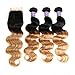 10A Ombre Brazilian Virgin Hair Body Wave Human Hair Bundles Ombre Brazilian Human Hair 100% Unprocessed Virgin Remy Hair Bundles 2 Tone Black to Blonde Human Hair Weave (16/18/20+14 Inch, T1B/27)