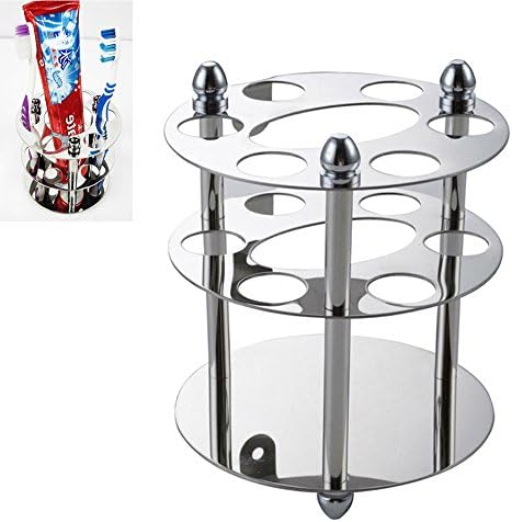 Stainless Steel Toothbrush Toothpaste Holder Stand Razor Organizer for Bathroom Vanity Countertops -6 Toothbrush Holes