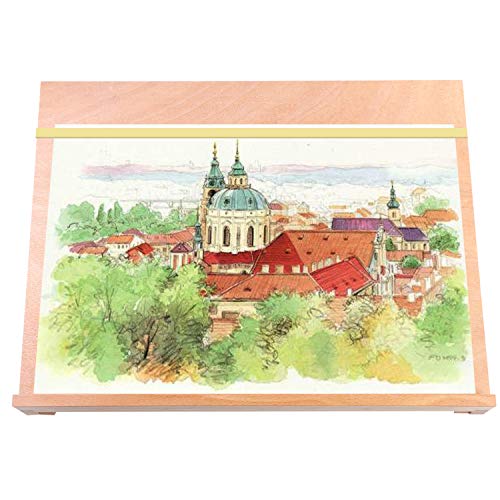 Art Drawing Board- Portable & Adjustable Beech Wood Sketching Board- ATWORTH Wood Desktop/Tabletop Easel for Drawing on Location, in Class, or at Work, 18½" X 14¼" (A3)