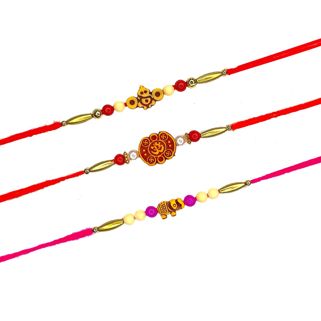 Tuelip Set of 3 Rakhi for Brother Raksha Bandhan Handmade Bracelet for Bhaiya Bhabhi Rakhi Bracelet, Indian Designer Latest Rakhi for Brother Rakhee Thread Fancy Rakhi