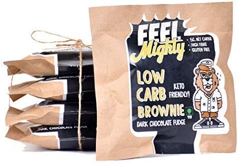 Feel Mighty Low Carb Brownies- Pack of 5 High Protein, Low Calorie, Sugar-Free, Keto Friendly, Gluten Free Dark Chocolate Fudge Flavoured Brownies