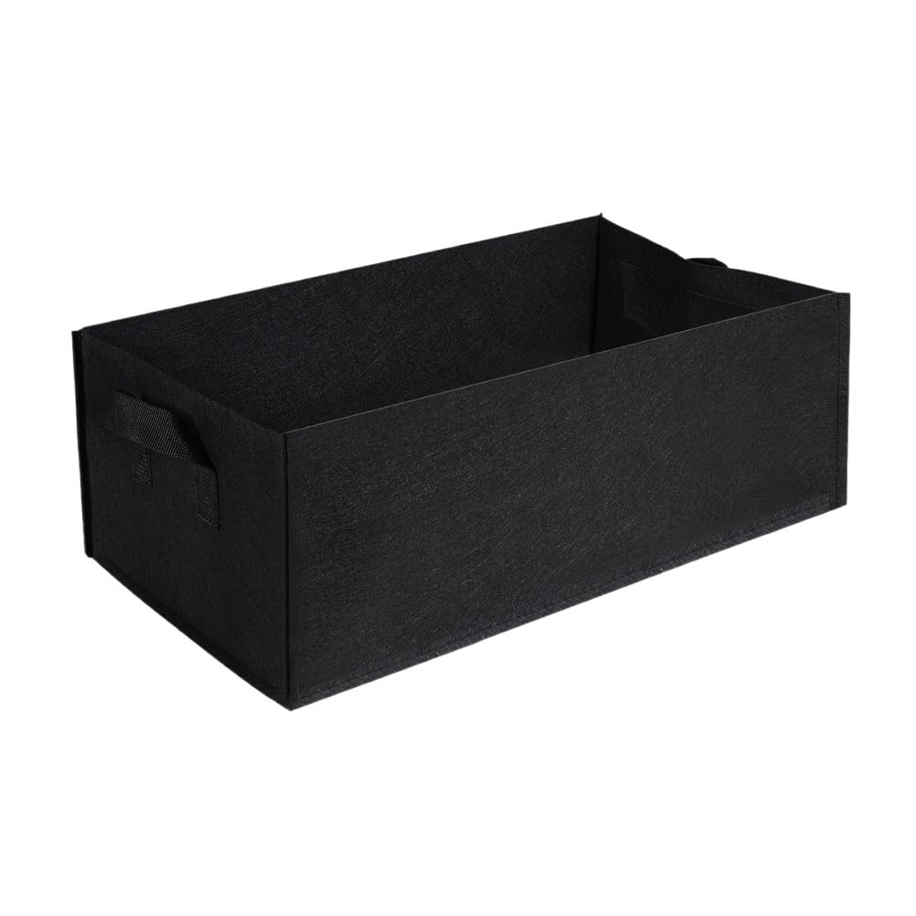 YARNOW Fabric Grow Bag Rectangle Planter with Handles 100x60x20cm Large Non-woven Garden Pots for Raised Bed Vegetables Herbs Flowers Black Breathable Aeration Planting Container