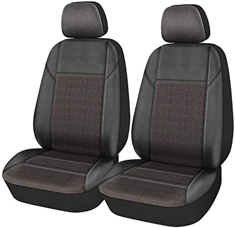 PIC AUTO Car Seat Covers, Front Seat Only, Airbag Compatible, Premium Jacquard with Micro Suede Fabric, Fit Most Cars, Trucks, SUVs and Vans, Black, Low Back(4PCS)