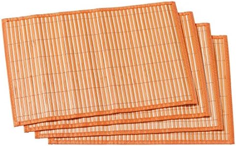 Set of 4 Enviornamental Friendly Bamboo Placemats (Choice of Color) (Orange)