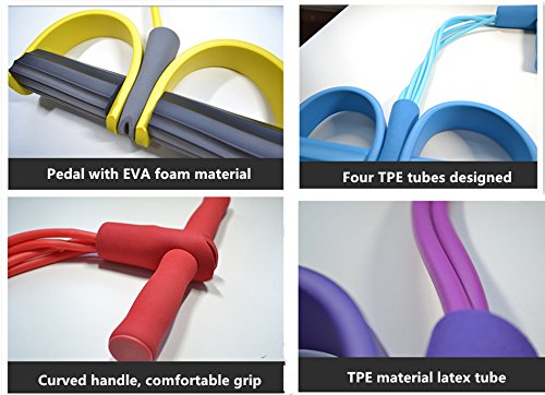 Multifunction-Leg-Exerciser-Sit-up-Bodybuilding-Expander-Elastic-Pull-Rope-Training-Equipment-4-Tube-Elastic-Sit-Up-Pull-Rope-with-Foot-Pedal-Abdominal-Exerciser-Fitness-Yoga-Equipment-Red