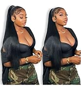 360 Lace Front Wigs Human Hair Pre Plucked 180% Density HD Transparent Straight Lace Front Wigs H...