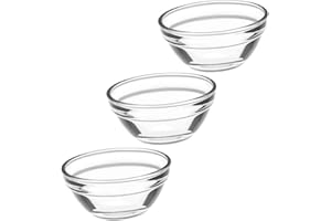 Cabilock 3pcs Small Stackable Clear Glass Pudding Bowls for Desserts and Ice Cream Food Grade Glass with