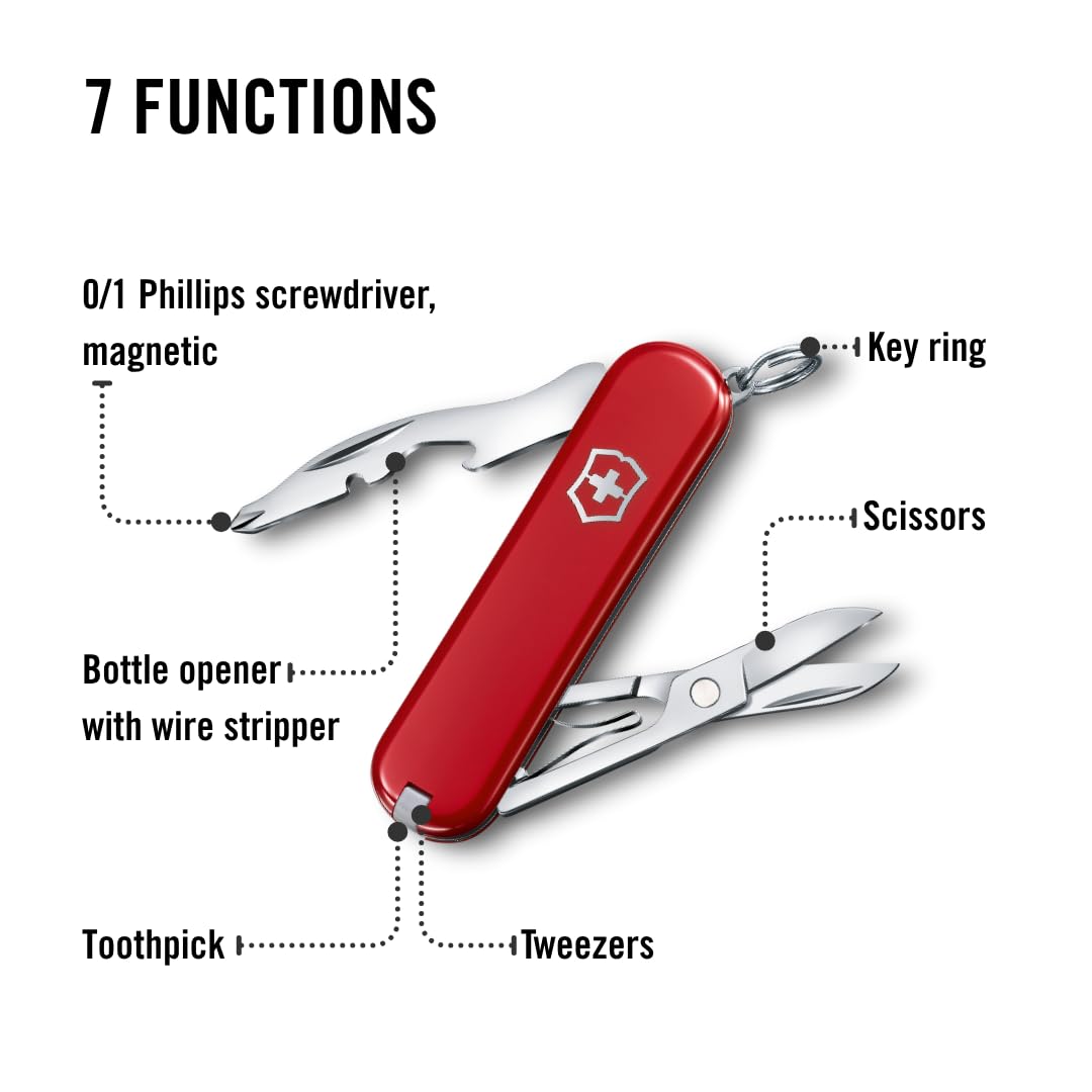 Victorinox Schweizer Taschenmesser, Jetsetter, Multitool, Swiss Army Knife mit 7 Funktionen, Kapselheber, Phillips-Schraubendreher 0/1, magnetisch 4