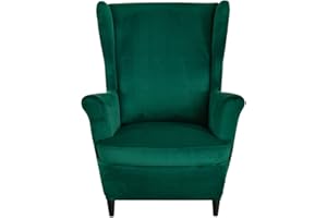HAOYONG Velvet Wingback Armchair Covers 2-Piece Elastic Stretch Wingback Chair Sofa Slipcover Soft Wingback Chair Slipcover Washable Armchair Protector Cover for Living Room Wedding and Party