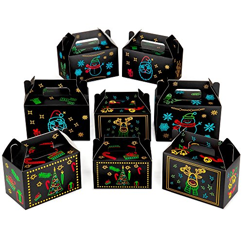 Christmas Cookie Box Set (Pack of 8): Cardboard Treat Container, Holiday Themed, Easy to Assemble – 2 Sizes, 4 Cute Designs [Santa, Snowman, Christmas Tree and Deer] – with 8 Tissue Paper - Thumbnail 6