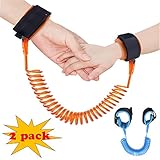 [2 Pack] Baby Child Anti Lost Safety Wrist Link Harness Strap Rope Leash Walking Hand Belt for Toddlers, Kids, 1.5m & 2.5m/ Orange & Blue by KOMIWOO