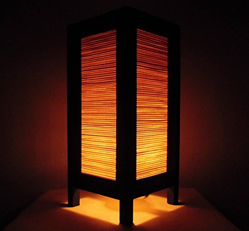 Thai Vintage Handmade ASIAN Oriental Classic Bamboo Art Bedside Table Light or Floor Wood Paper Lamp Shades Home Bedroom Garden Decor Modern Design from Thailand