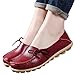 vaganana Women's Leather Loafers Wild Driving Casual Flats Shoes