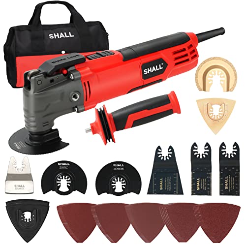 SHALL Oscillating Tool 500W Oscillating Multi-Function Tool Kit with 5° Oscillation Angle, 34 Saw Accessories and Carry Bag