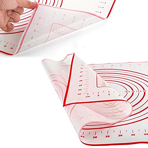 Silicon Baking Mat Non-stick Baking Sheet Non-slip Dough pad with Measurements and Conversion Charts for Pastry Bread Cookies 23.6â€œÃ—15.7â€œ (Red)