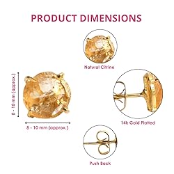 Gempires Natural Raw Citrine Prong Setting Stud