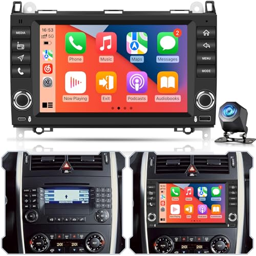 4+128GB Android Car Radio for Mercedes A/B/V Class & Sprinter W906 W169 W245 B200 Vito Viano W639 Aftermarket Radio Upgrade with CarPlay, Android Car, GPS, WiFi, Rear Camera