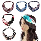 Beautyer 6Pcs Women Headband High Elastic Head Wrap Classical Retro Style Printed Twisted Hair Bands (6pcs)