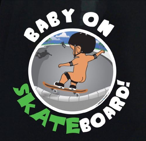 Baby on Skateboard Vinyl Decal Sticker - Boy - Fun Baby on Board Sports (5"x5.25")