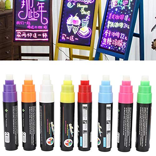 Fluorescent Pen 10mm Thick Refill 8 Colors Liquid Chalk Marker for Windows Displays, LED Board