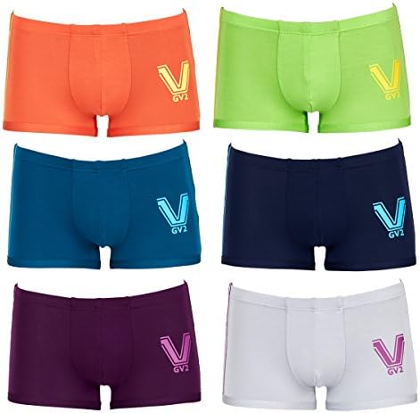 Feelvery Lycra-Modal Boys Boxer Briefs 6-Pack (Medium / Green, Orenge, Blue Green, Navy, Grey, Wine)