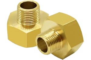 Hooshing 2PCS Garden Hose Adapter 3/8" NPT Male (OD: 0.66 inch) to 3/4" GHT Female Thread Brass Pipe Fittings Garden Hose Converter, NOT FIT FOR COMPRESSION WATER LINE